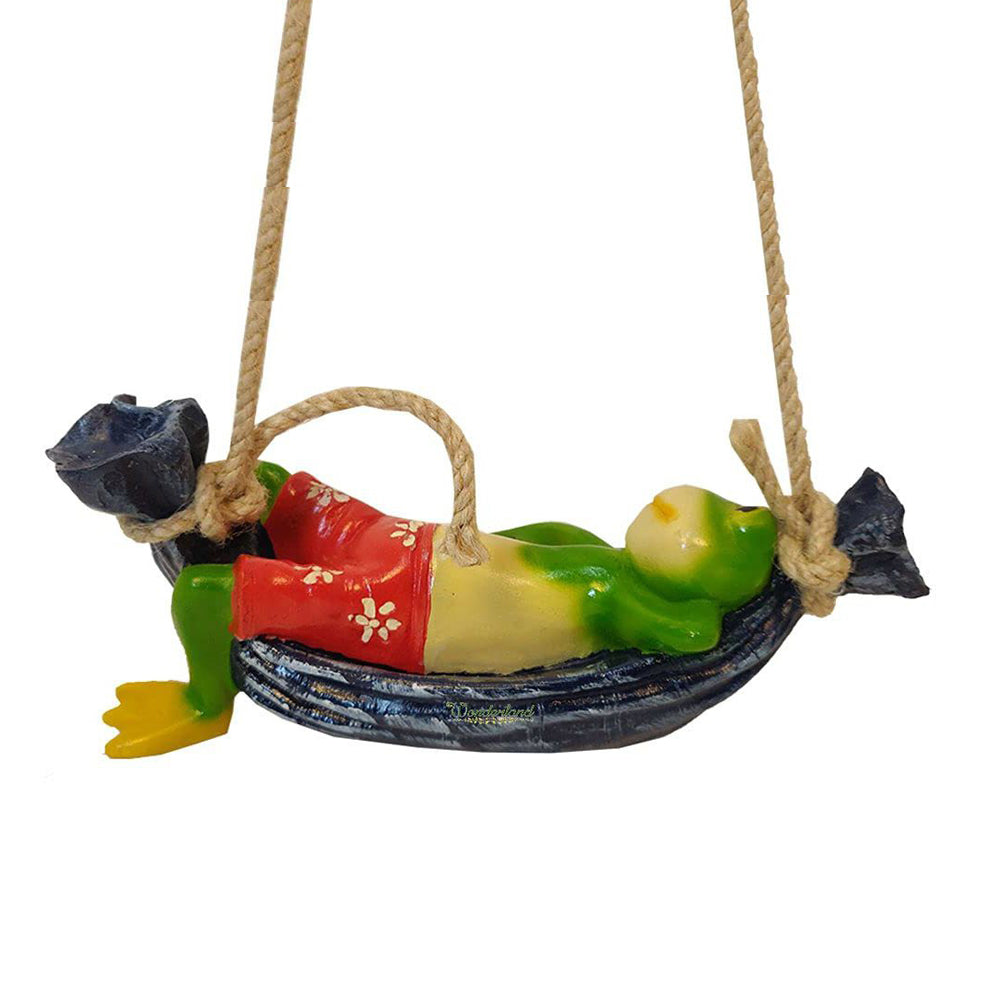 Wonderland Frog on hammock hanging statue | Home & Garden Decor by Wonderland | Kids room, Garden ornamnets, Gifting | Hanging Decoration | Material Resin | Size 8 Inches