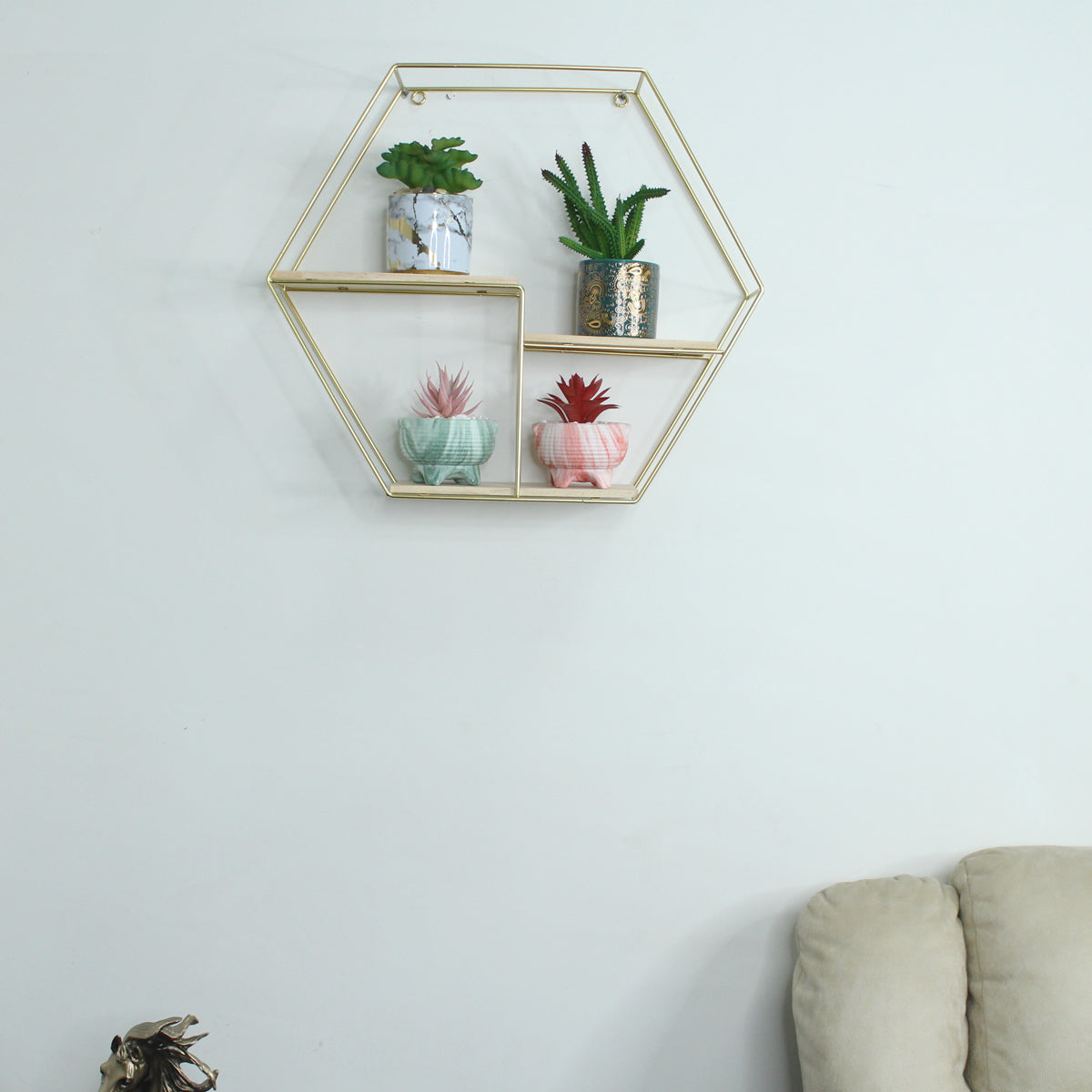 Octagon shape three level Wall shelf