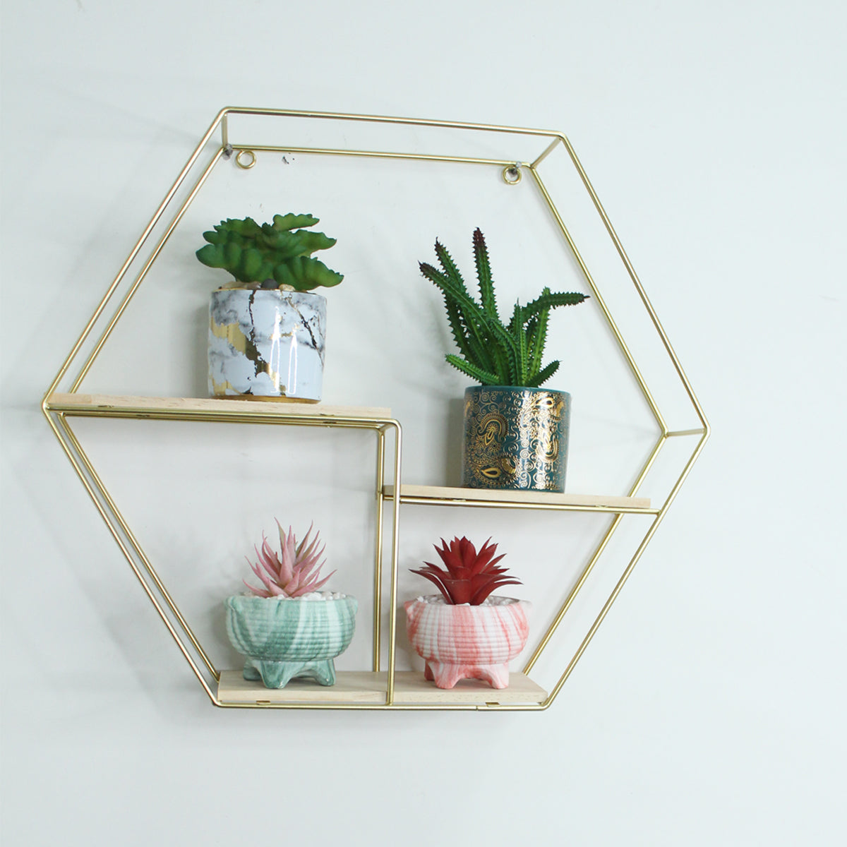 Octagon shape three level Wall shelf