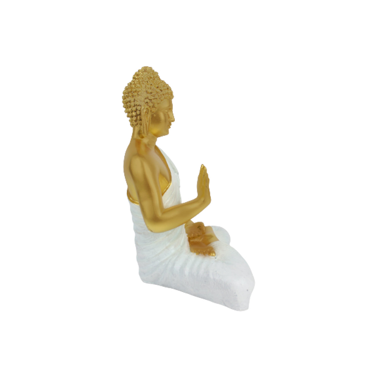 Wonderland Resin 14 '' Buddha (Golden Body & White)  (Aashirwad)