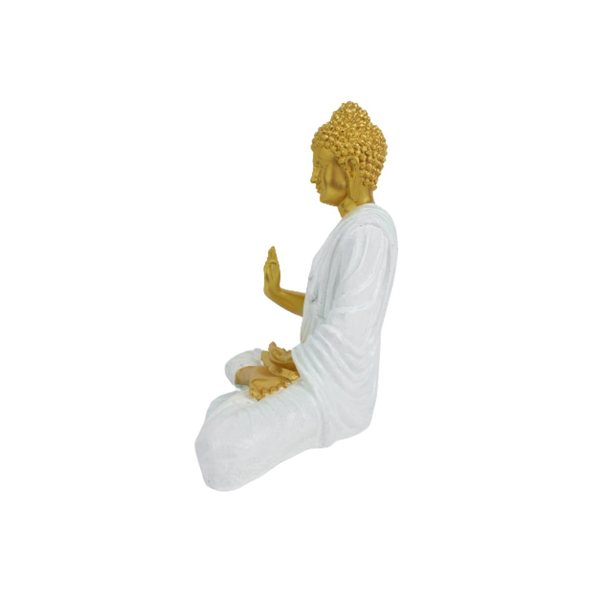 Wonderland Resin 14 '' Buddha (Golden Body & White)  (Aashirwad)