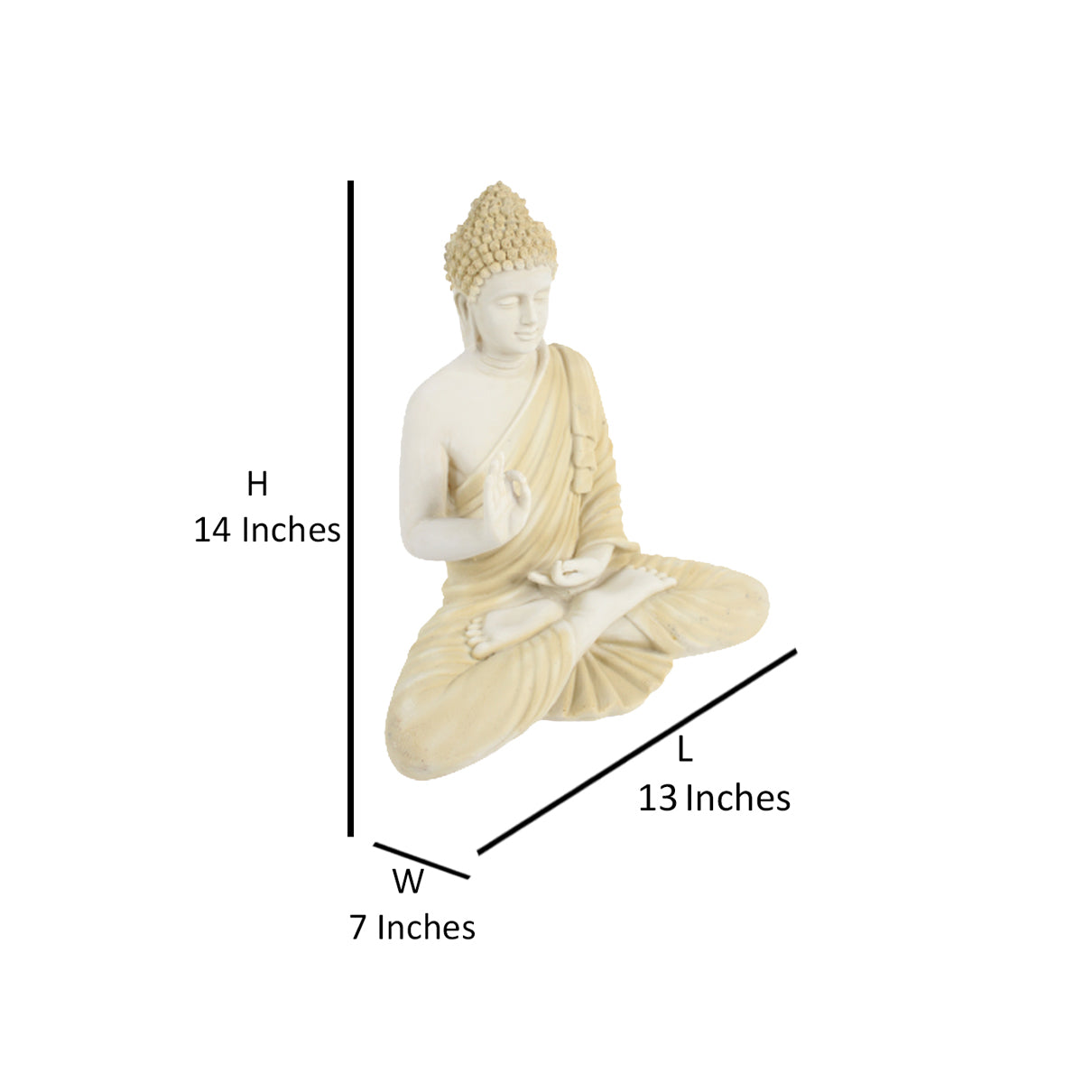 Wonderland Resin 14 '' Buddha (Beige)