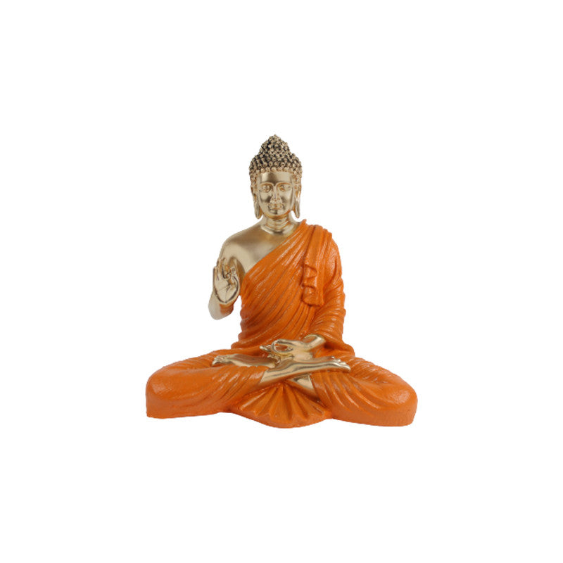 Wonderland Resin 14 '' Buddha (Golden Body & White)  (Aashirwad)