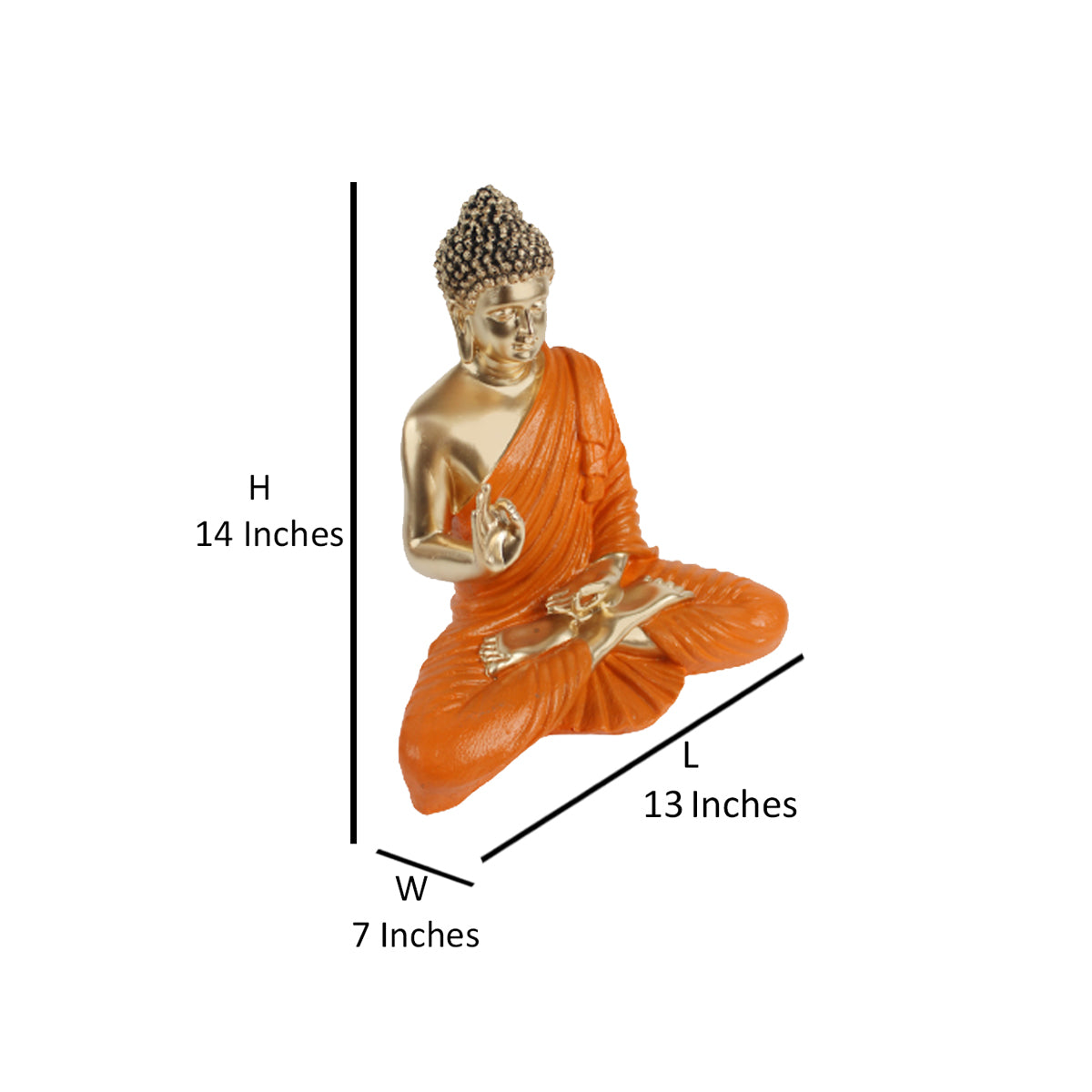 Wonderland Resin 14 '' Buddha (Golden Body & White)  (Aashirwad)