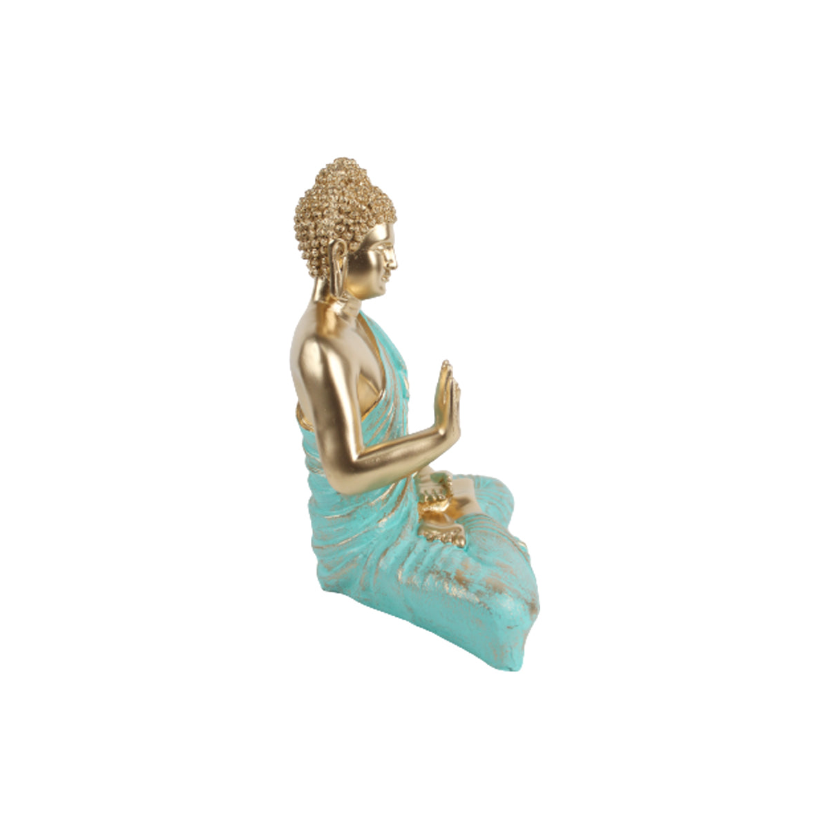 Wonderland Resin 14 '' Buddha (Golden Body & Seagreen)  (Aashirwad)