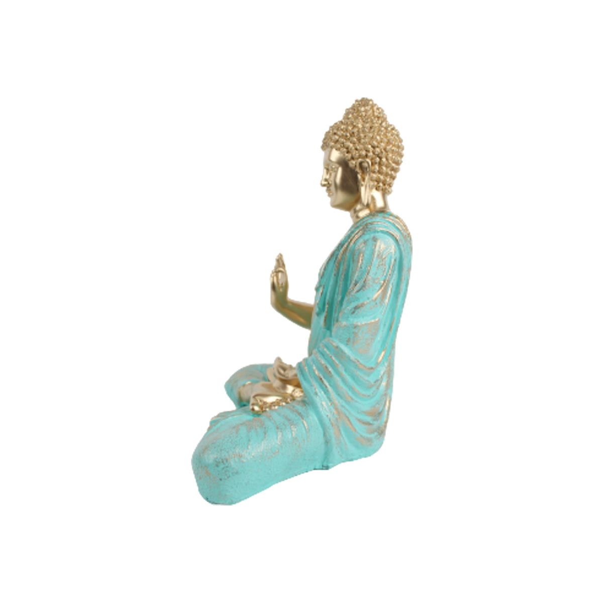 Wonderland Resin 14 '' Buddha (Golden Body & Seagreen)  (Aashirwad)