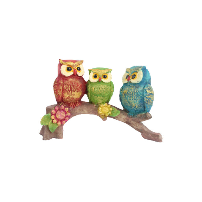 Wonderland 3 owl family on Branch ( home and garden decor)