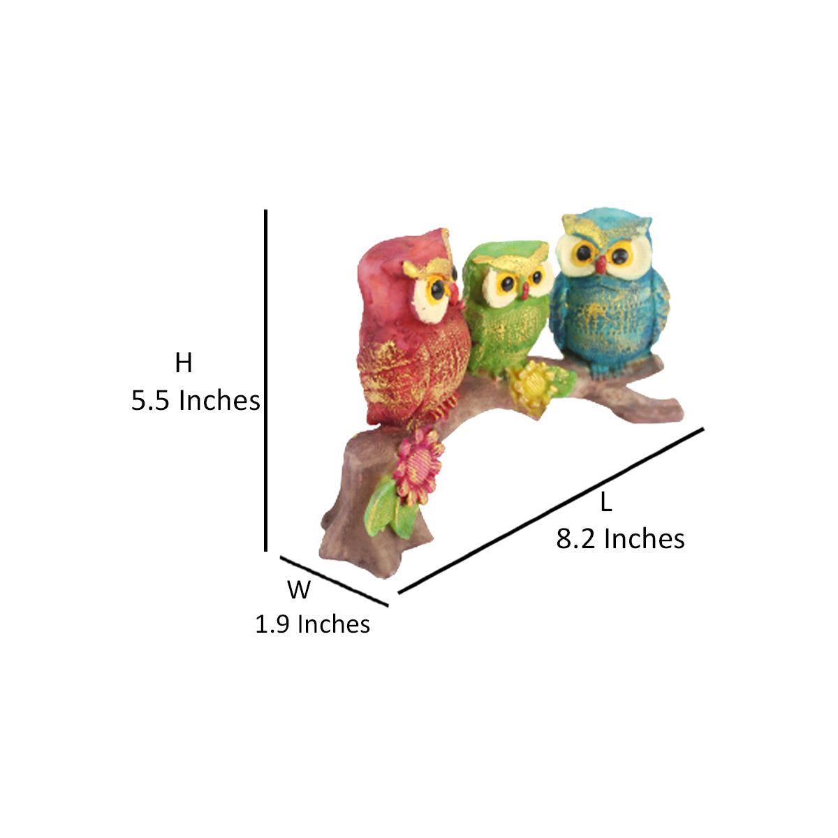 Wonderland 3 owl family on Branch ( home and garden decor)