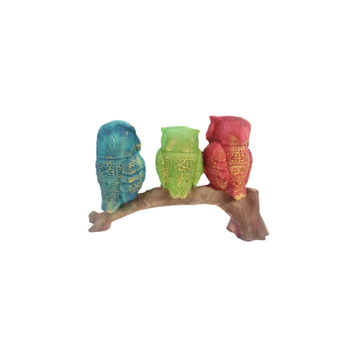 Wonderland 3 owl family on Branch ( home and garden decor)