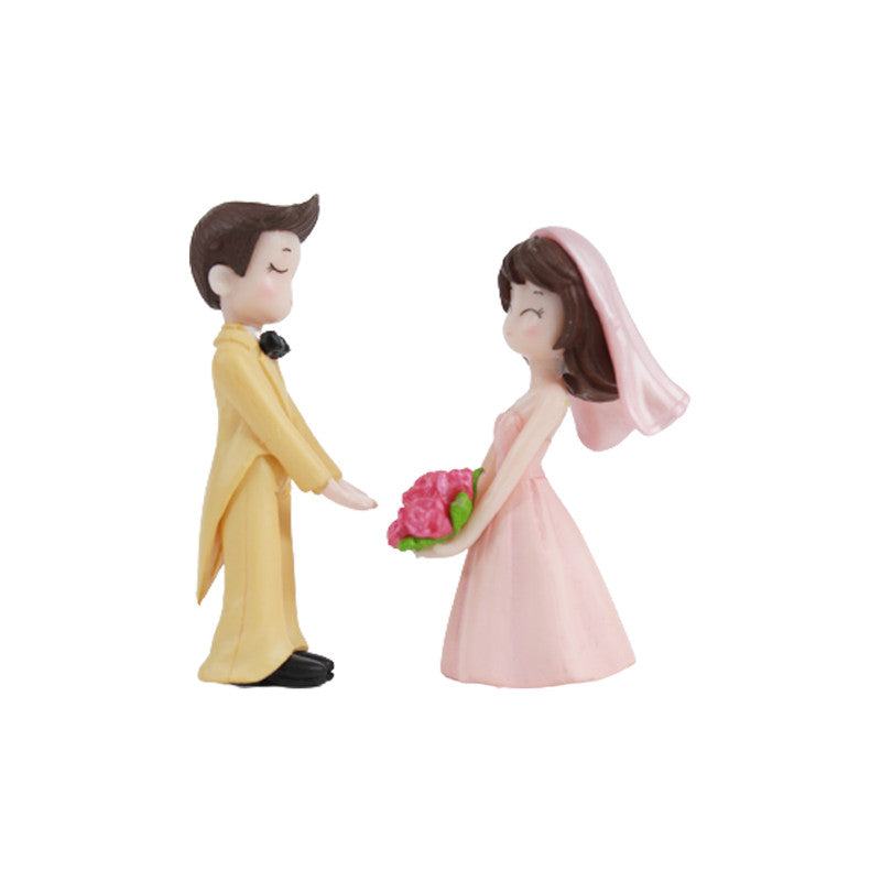 Marriage Couple-  (Pink and Beige)( Miniature toys , cake toppers , small figuine, Valentine couple)