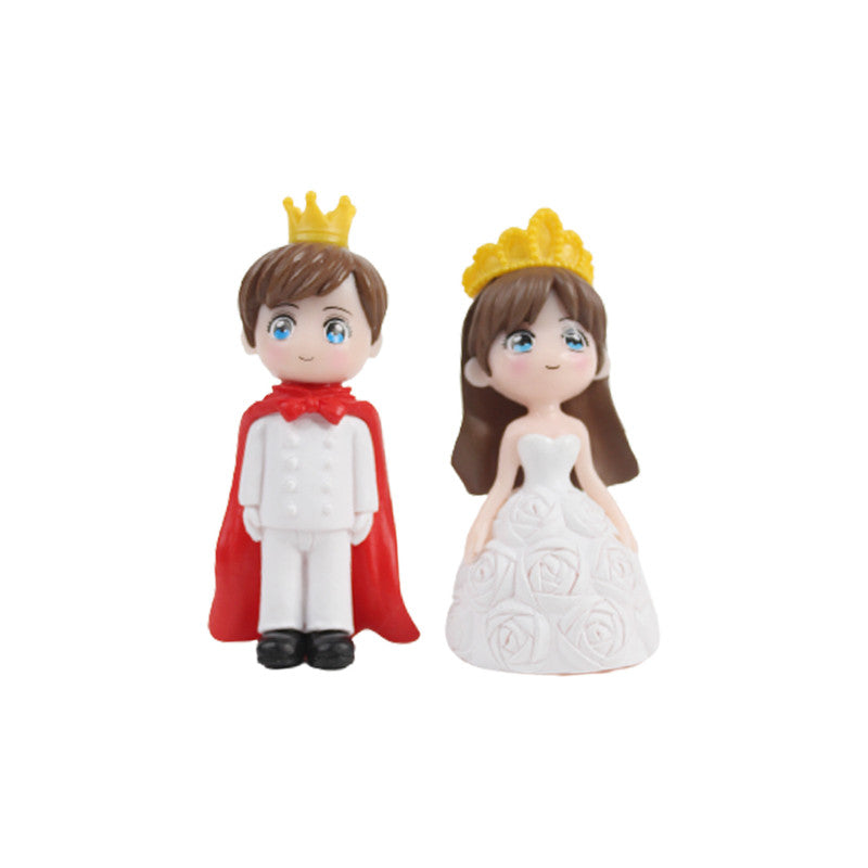 Cute King and Queen-1 (Red and White)( Miniature toys , cake toppers , small figuine, Valentine couple)