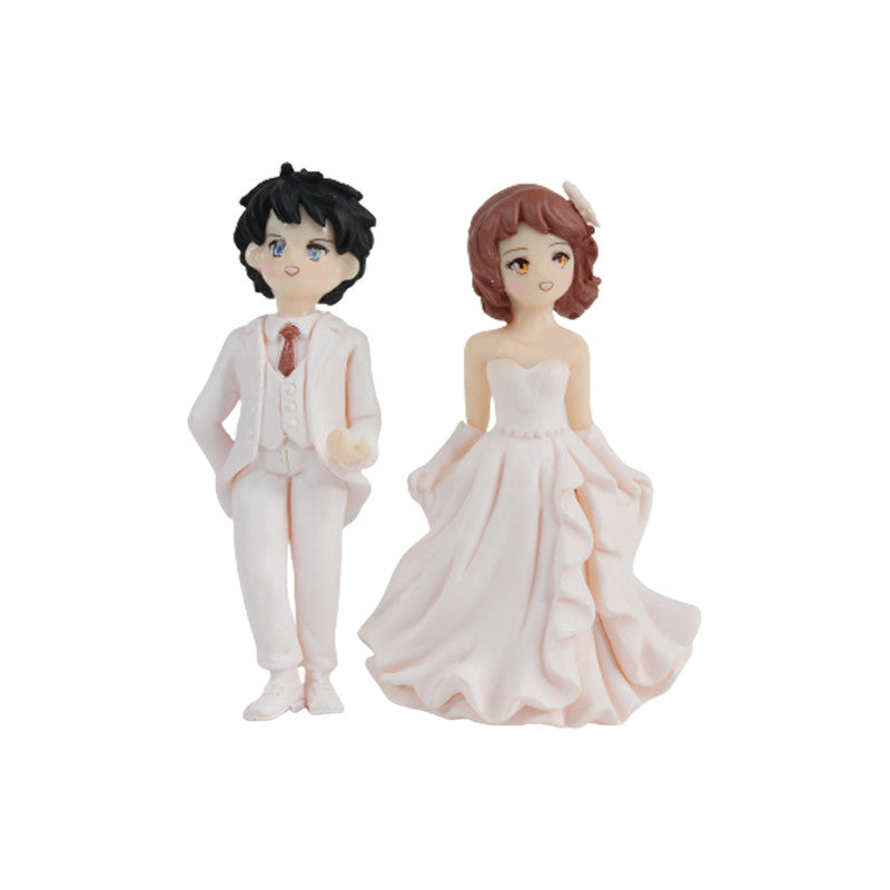 Romantic Couple-Peach and Pink( Miniature toys , cake toppers , small figuine, Valentine couple)