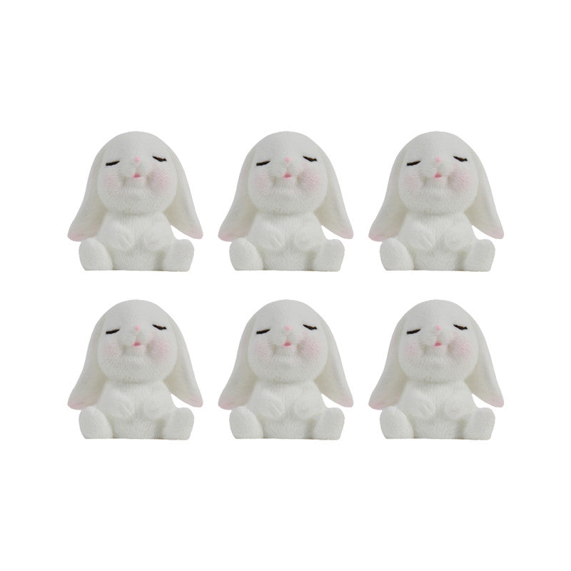 Mini Sitting Bunny  (Set of 6)( Miniature toys , cake toppers , small figuine, Valentine rabbirs)