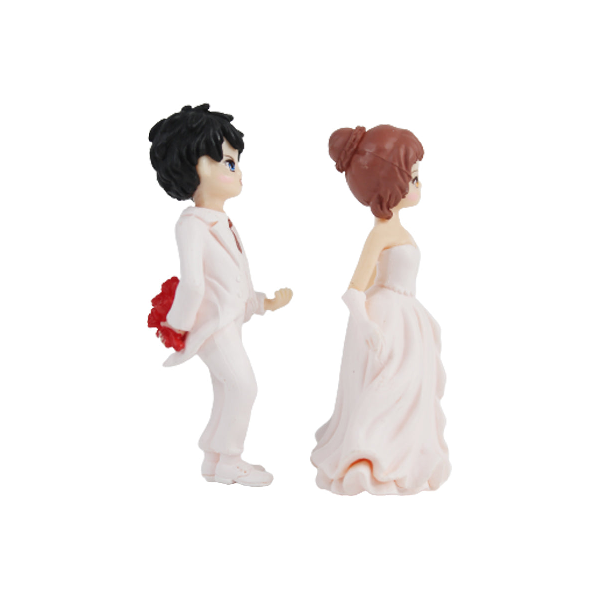 Romantic Couple-Peach and Pink( Miniature toys , cake toppers , small figuine, Valentine couple)