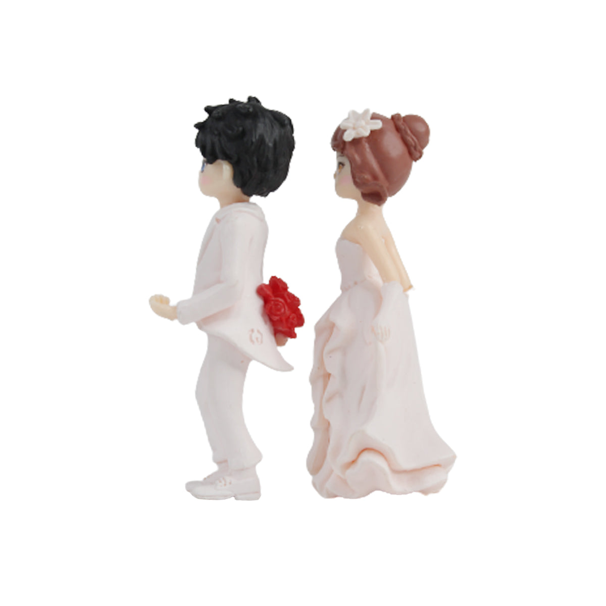 Romantic Couple-Peach and Pink( Miniature toys , cake toppers , small figuine, Valentine couple)