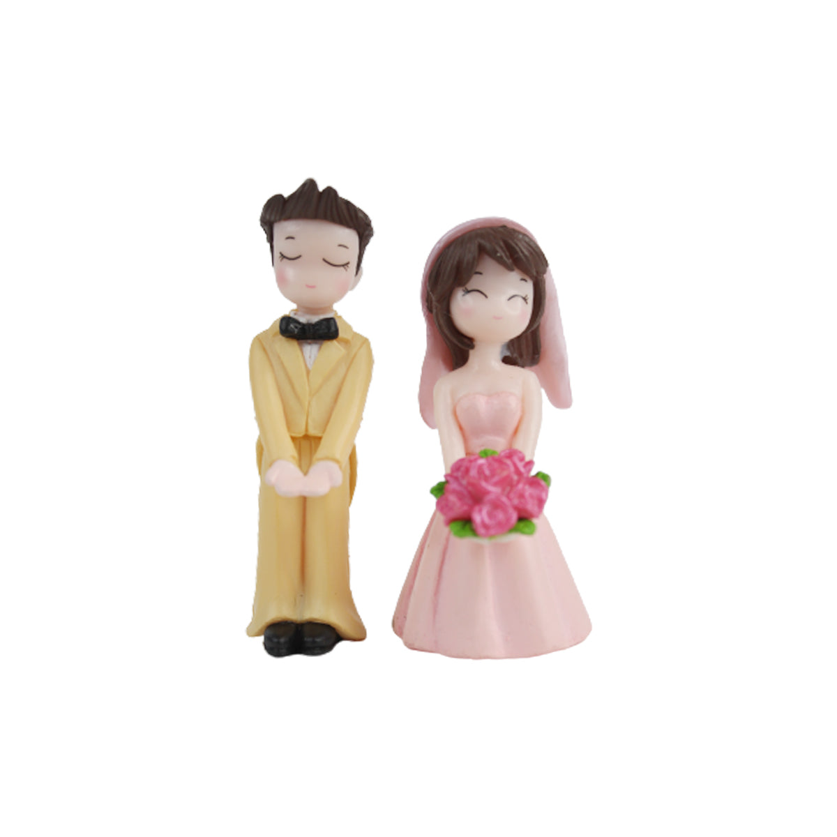 Marriage Couple-  (Pink and Beige)( Miniature toys , cake toppers , small figuine, Valentine couple)