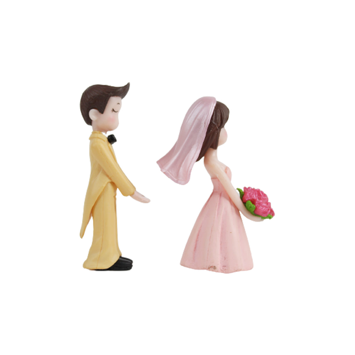 Marriage Couple-  (Pink and Beige)( Miniature toys , cake toppers , small figuine, Valentine couple)