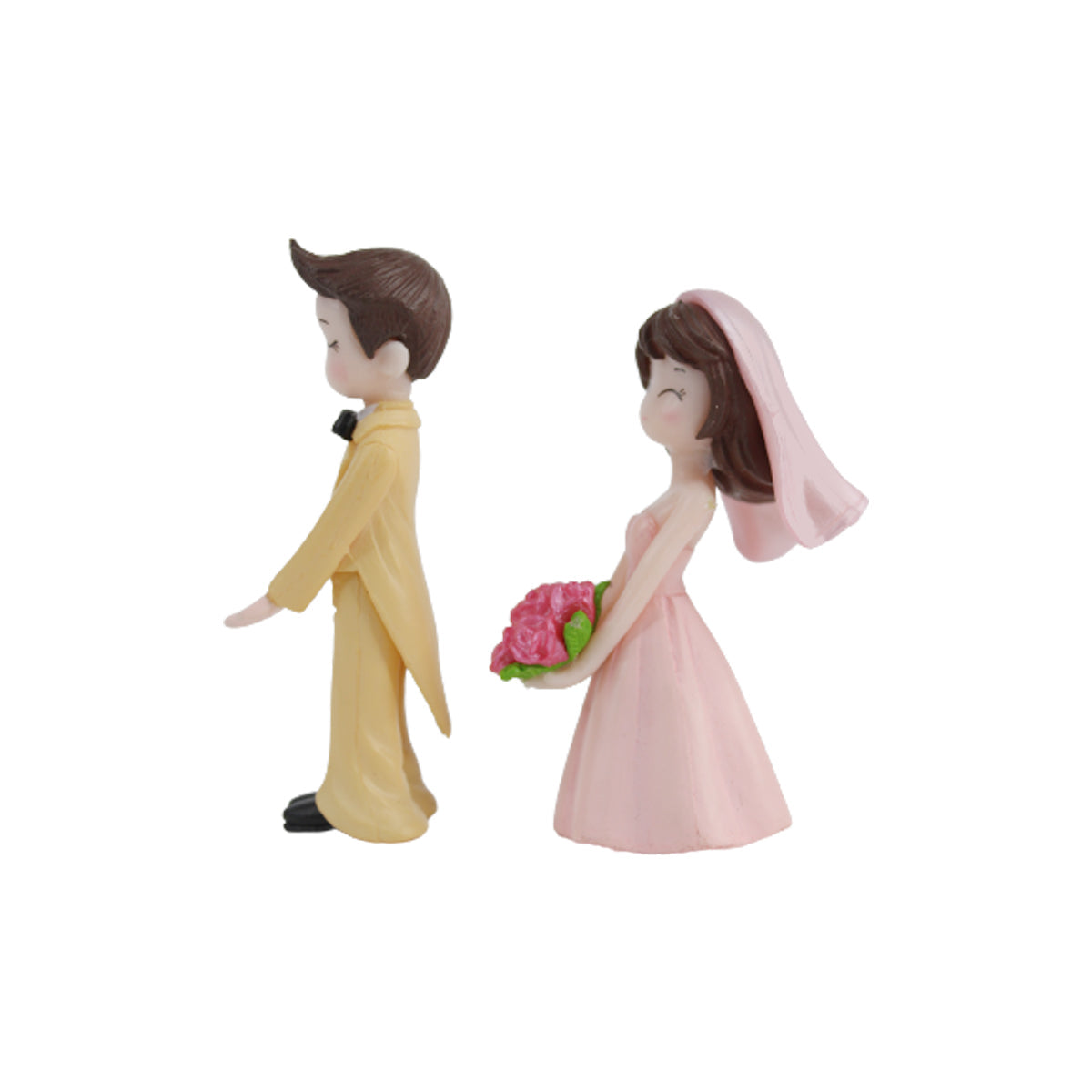 Marriage Couple-  (Pink and Beige)( Miniature toys , cake toppers , small figuine, Valentine couple)