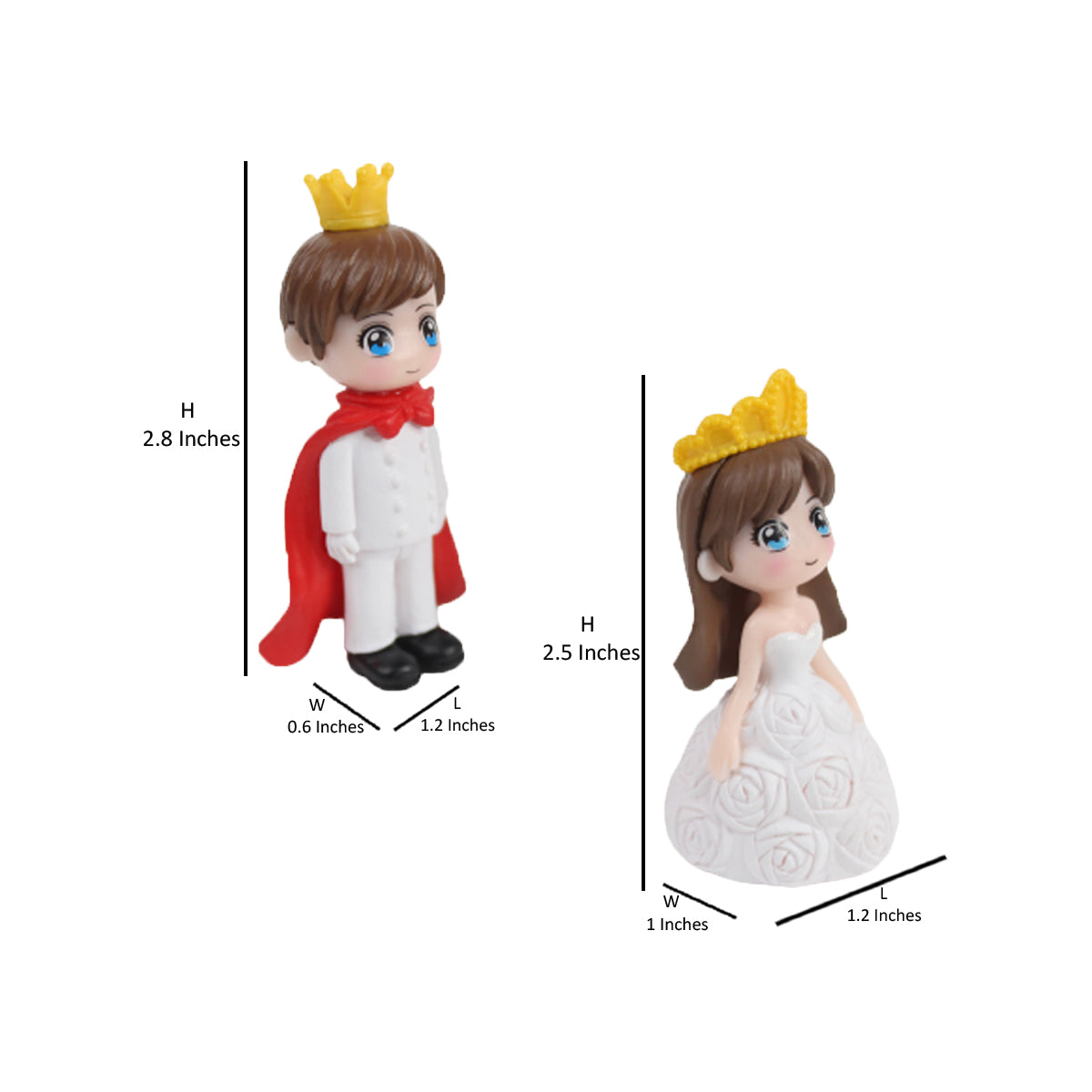 Cute King and Queen-1 (Red and White)( Miniature toys , cake toppers , small figuine, Valentine couple)