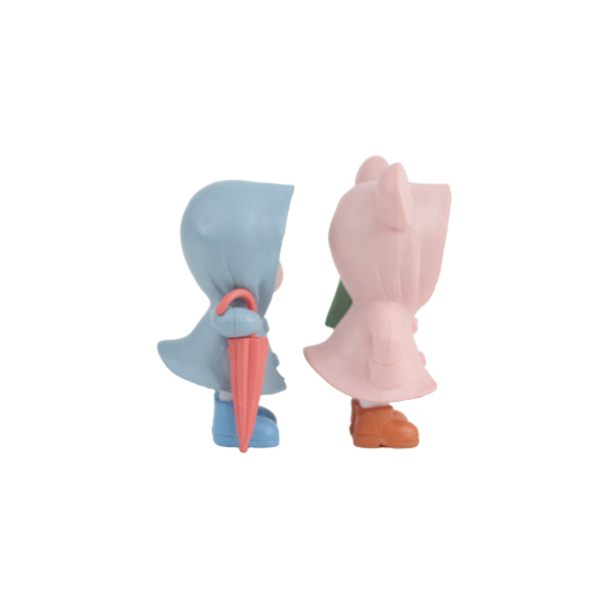 Raincoat Couple-1 (Pink and Blue)( Miniature toys , cake toppers , small figuine, Valentine couple)