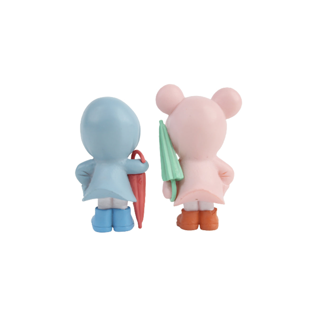 Raincoat Couple-1 (Pink and Blue)( Miniature toys , cake toppers , small figuine, Valentine couple)