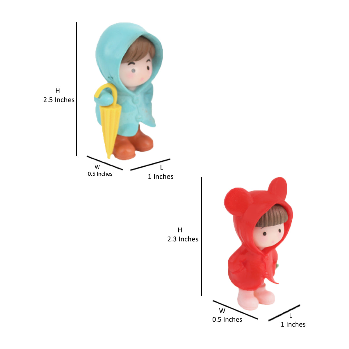 Raincoat Couple-2 (Red and Blue)( Miniature toys , cake toppers , small figuine, Valentine couple)