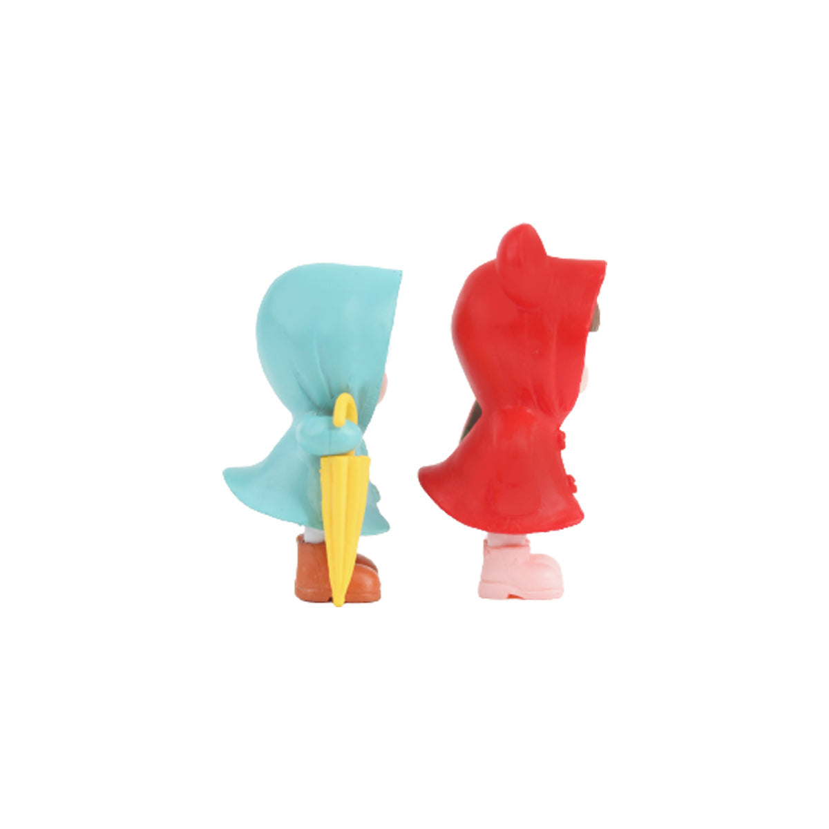 Raincoat Couple-2 (Red and Blue)( Miniature toys , cake toppers , small figuine, Valentine couple)