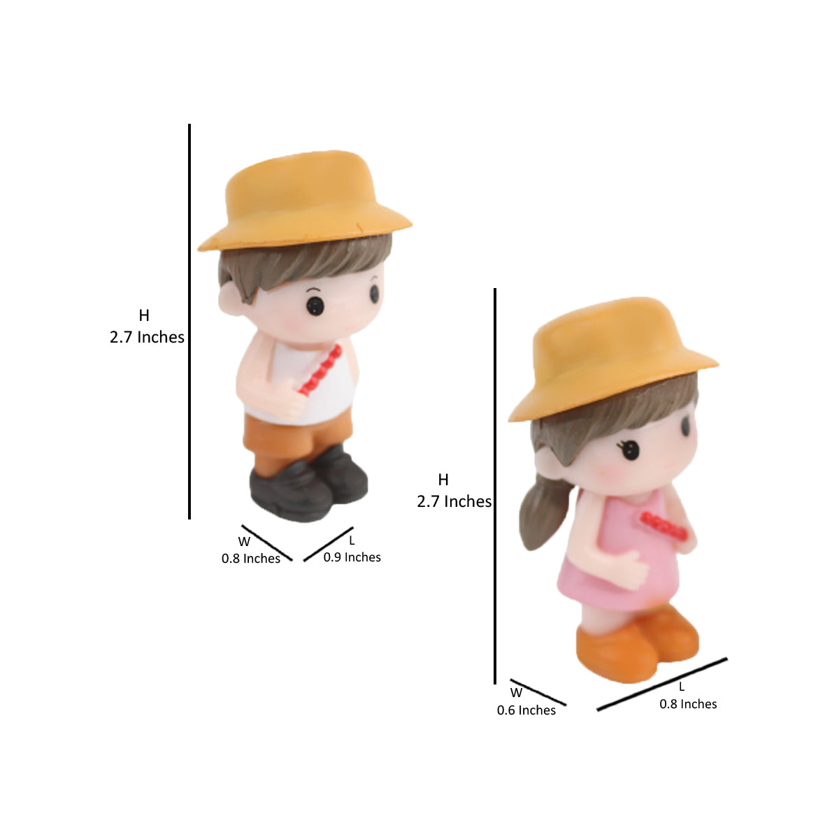 Hat couple-2 (Beige)( Miniature toys , cake toppers , small figuine, Valentine couple)