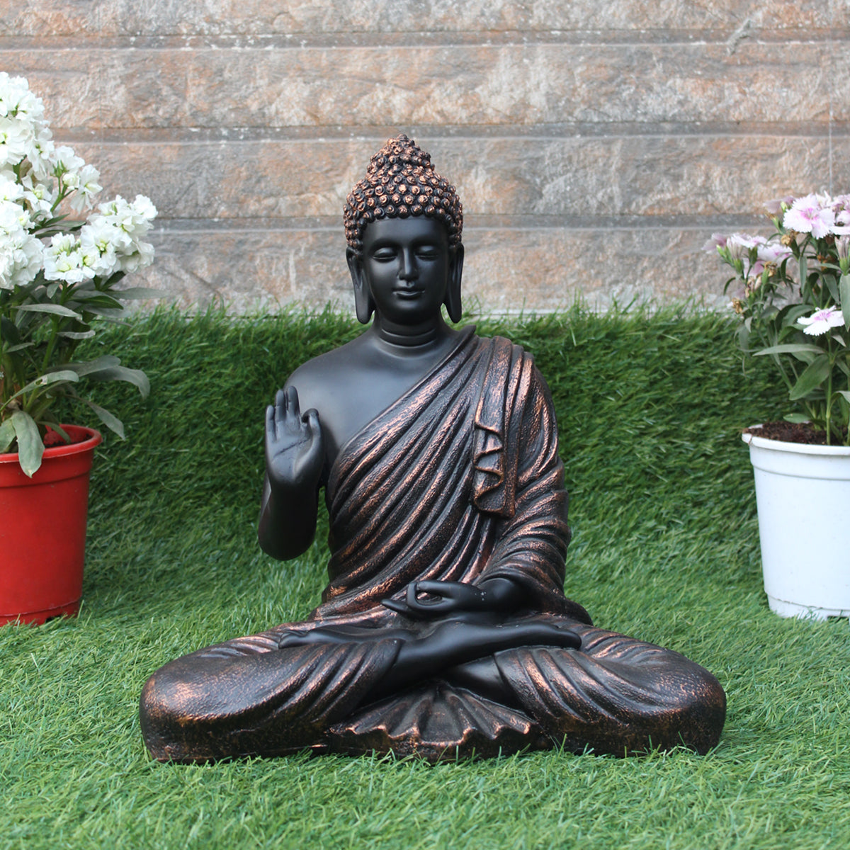 Wonderland Resin 14'' Black Buddha (Aashirwad)