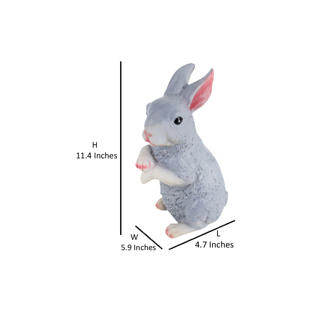 Wonderland resin garden decor Cute Standing Rabbit (Grey)