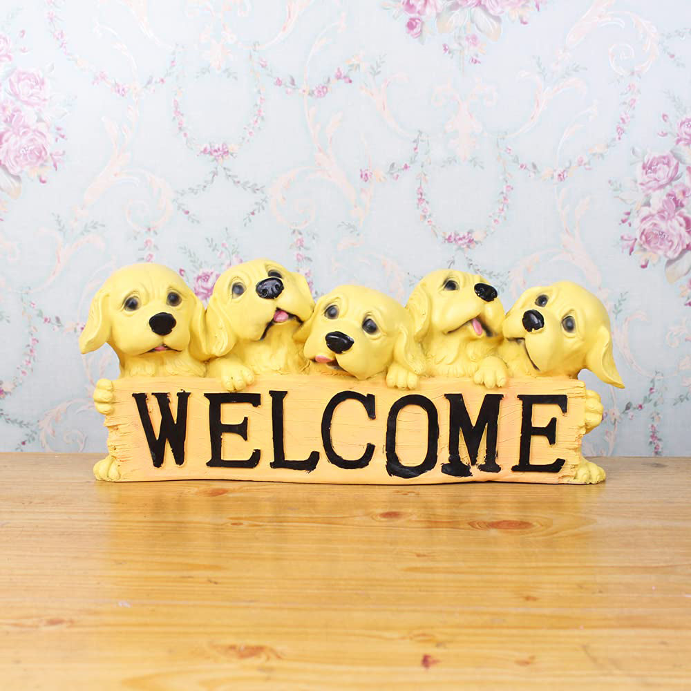 Welcome Dogs Statue for Home and Garden Decoration