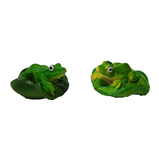 Miniature Toys : (Set of 2) Frog on leaf for Fairy Garden Accessories