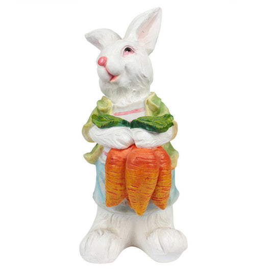 Rabbit with Carrots Statue for Garden Decoration