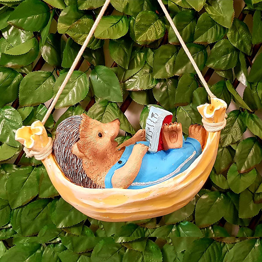 Hanging Hedgehog on Hammock Reading Book