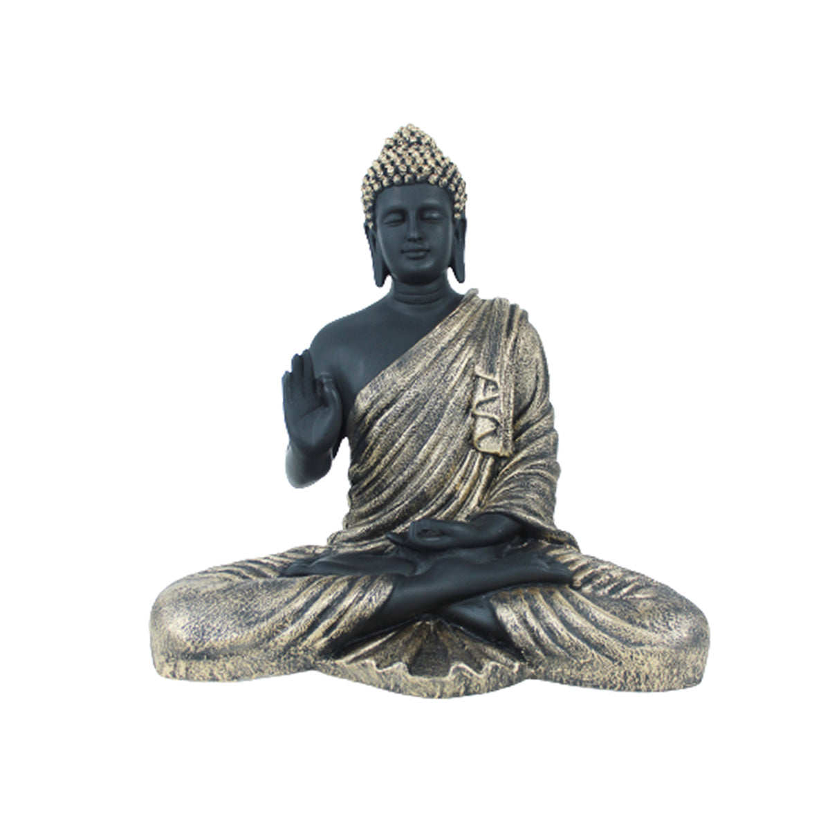 14 inches Buddha Statue for Home Decoration (Black & Golden)