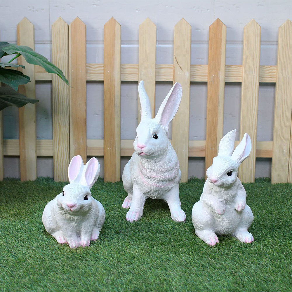 Set of 3 Resin Rabbits (Garden Statue, Garden Decor, Resin Outdoor Balcony)