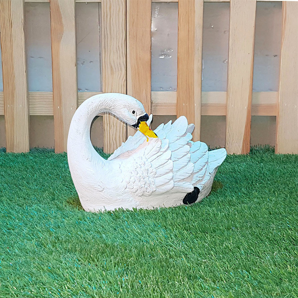 Swan Facing Back Statue for Balcony and Garden Decoration