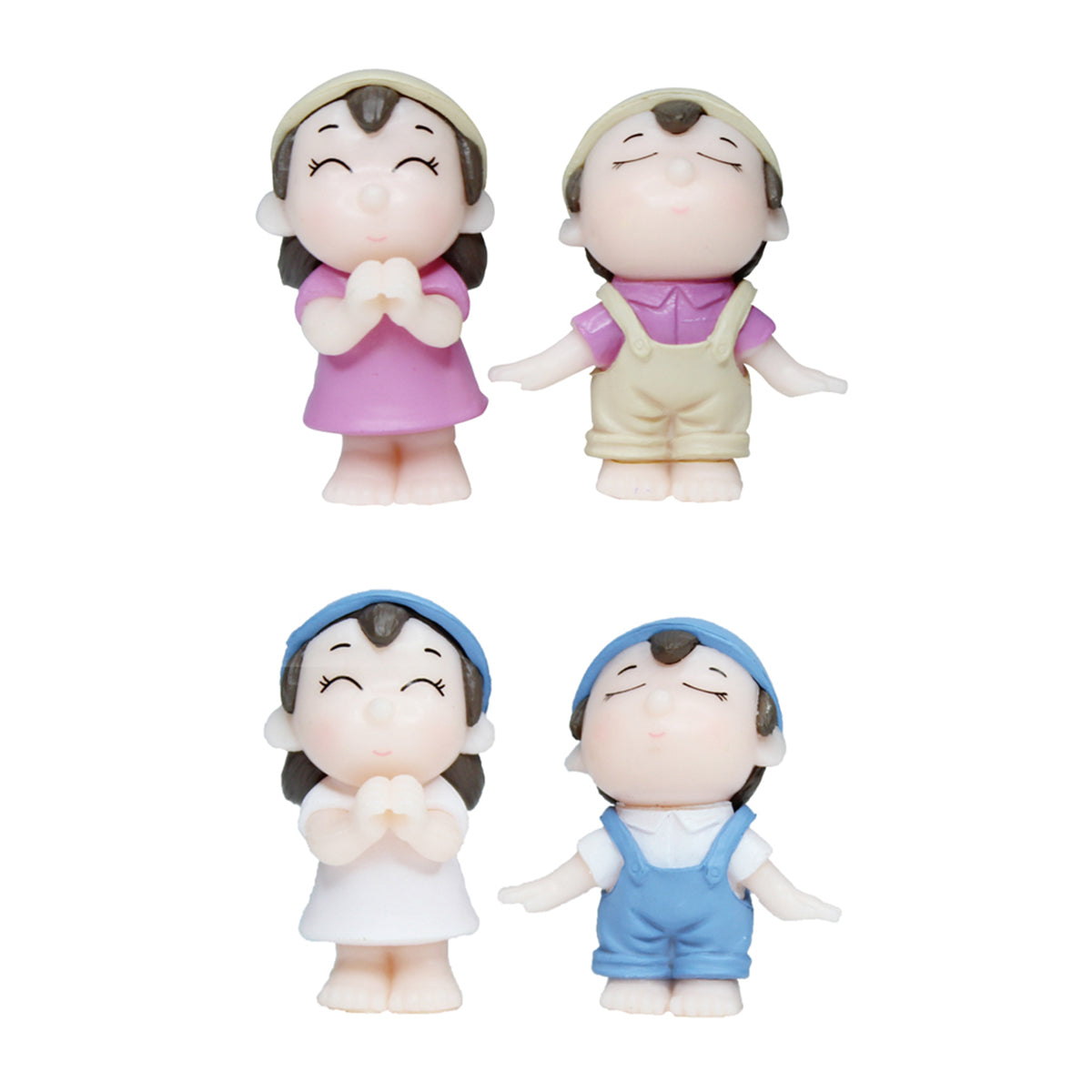 Miniature Toys - Set of 4 Small Boy Girl Couple ( Fairy garden accessories)