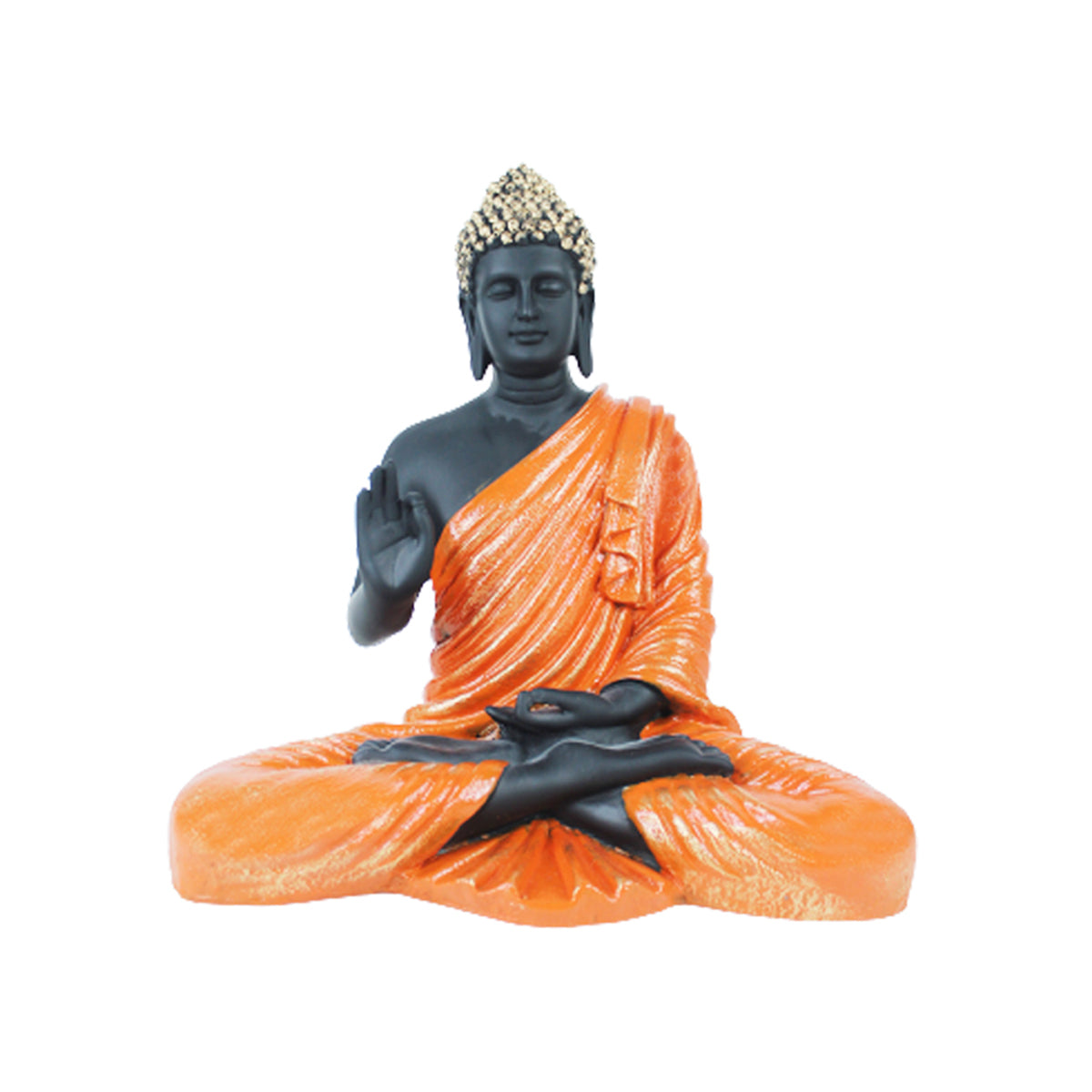 14 inches Buddha Statue for Home Decoration (Orange & Black)