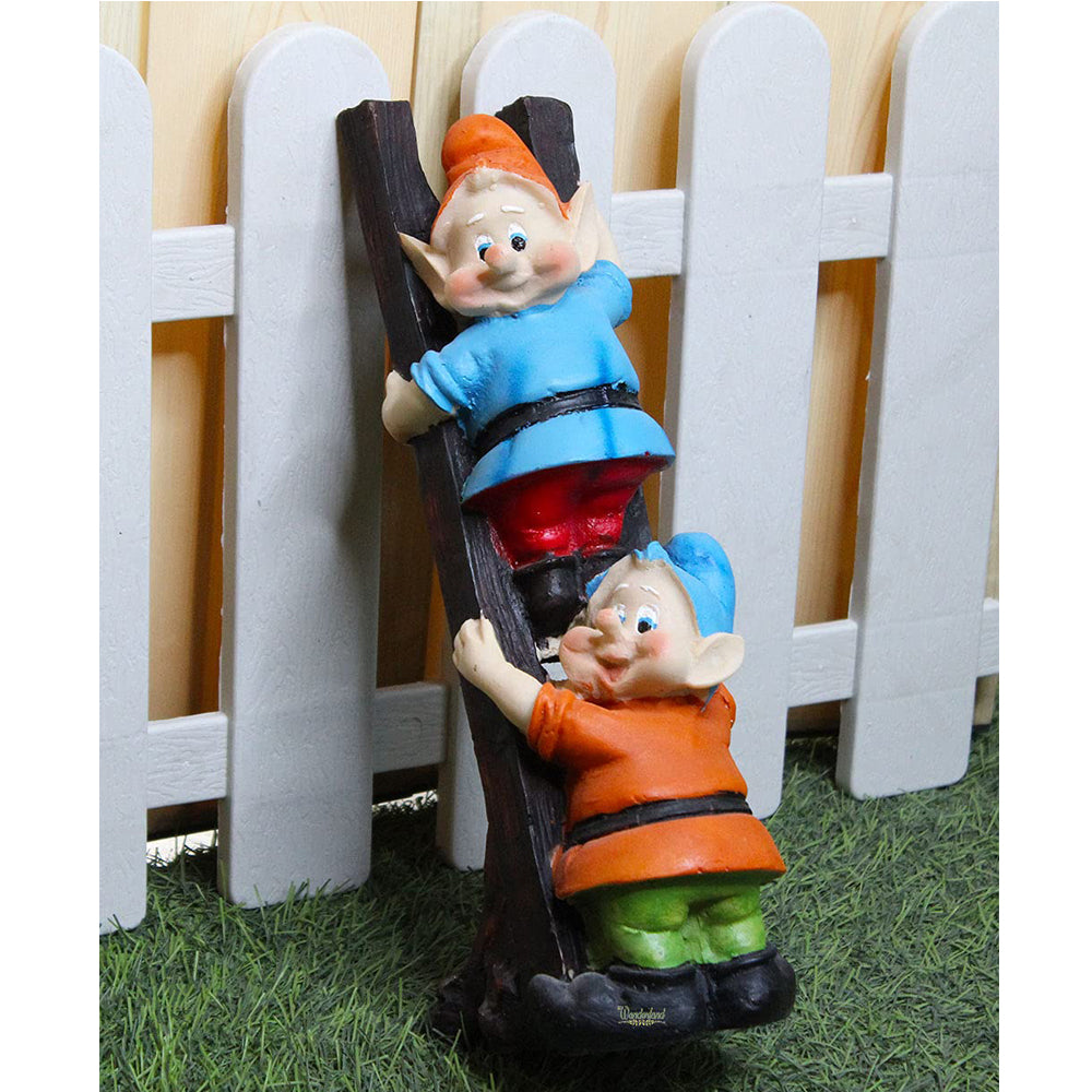 Gnome/Dwarf Climbing Stairs Statue (Blue & Orange)