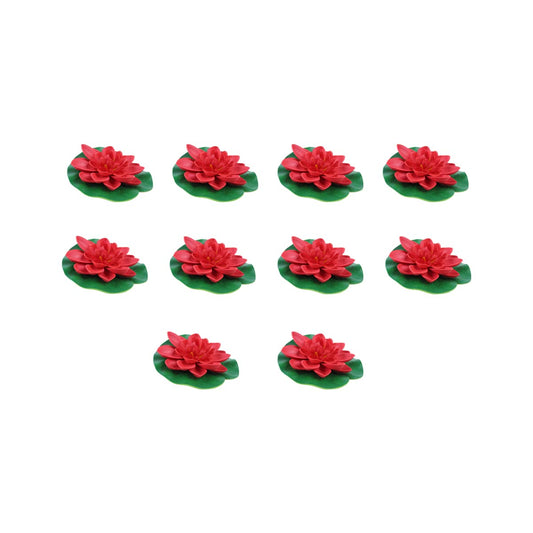 Set of 10 Red Floating in water artificial Lotus