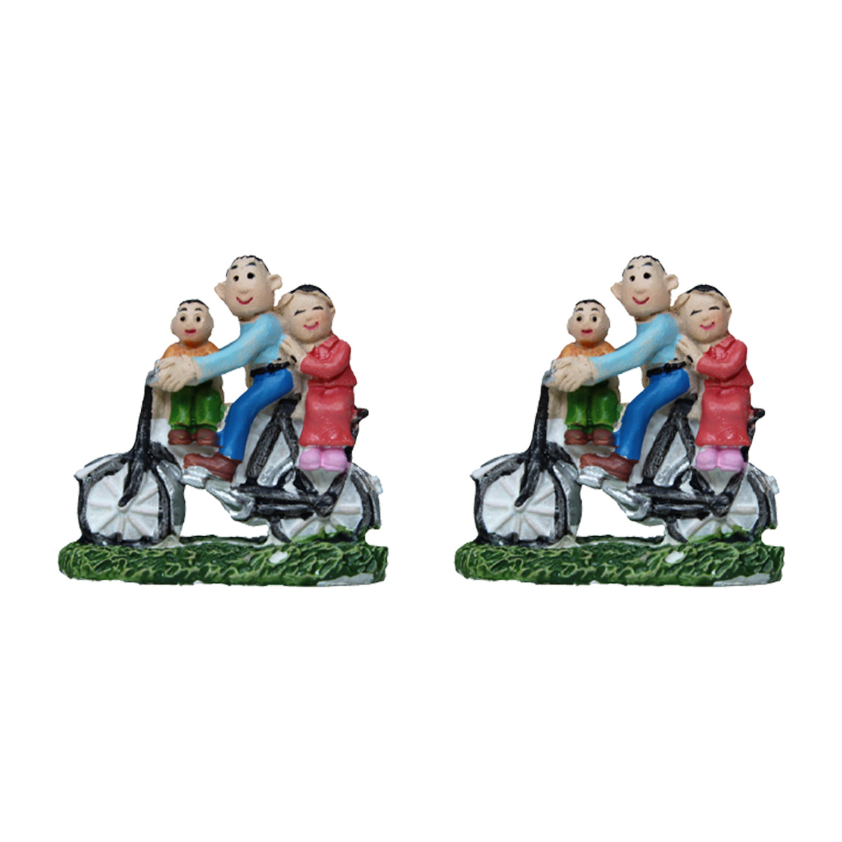 Miniature Toys : (Set of 2) Family on Bike