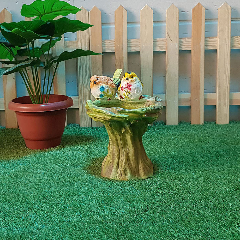 Our Green Window Bird Feeder with Two Birds on Stand for Garden Decoration
