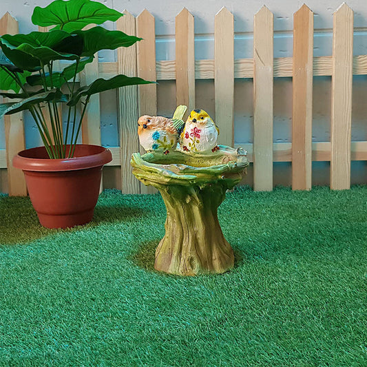 Our Green Window Bird Feeder with Two Birds on Stand for Garden Decoration