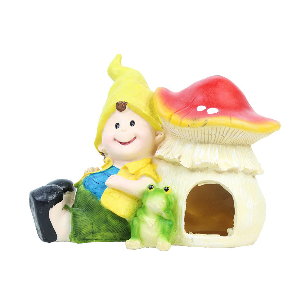 Our Green Window Boy & Toad with Mushroom House for Garden Decoration
