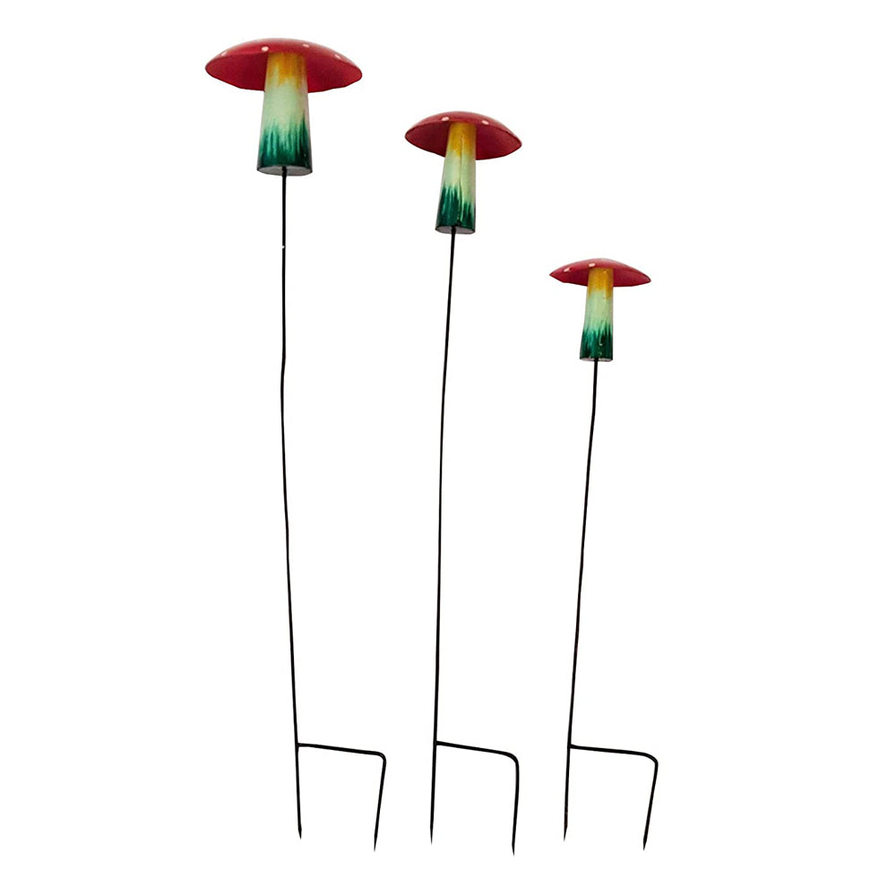 (Set of 3) Full Mushroom Garden Stick/Stack for Garden Decoration