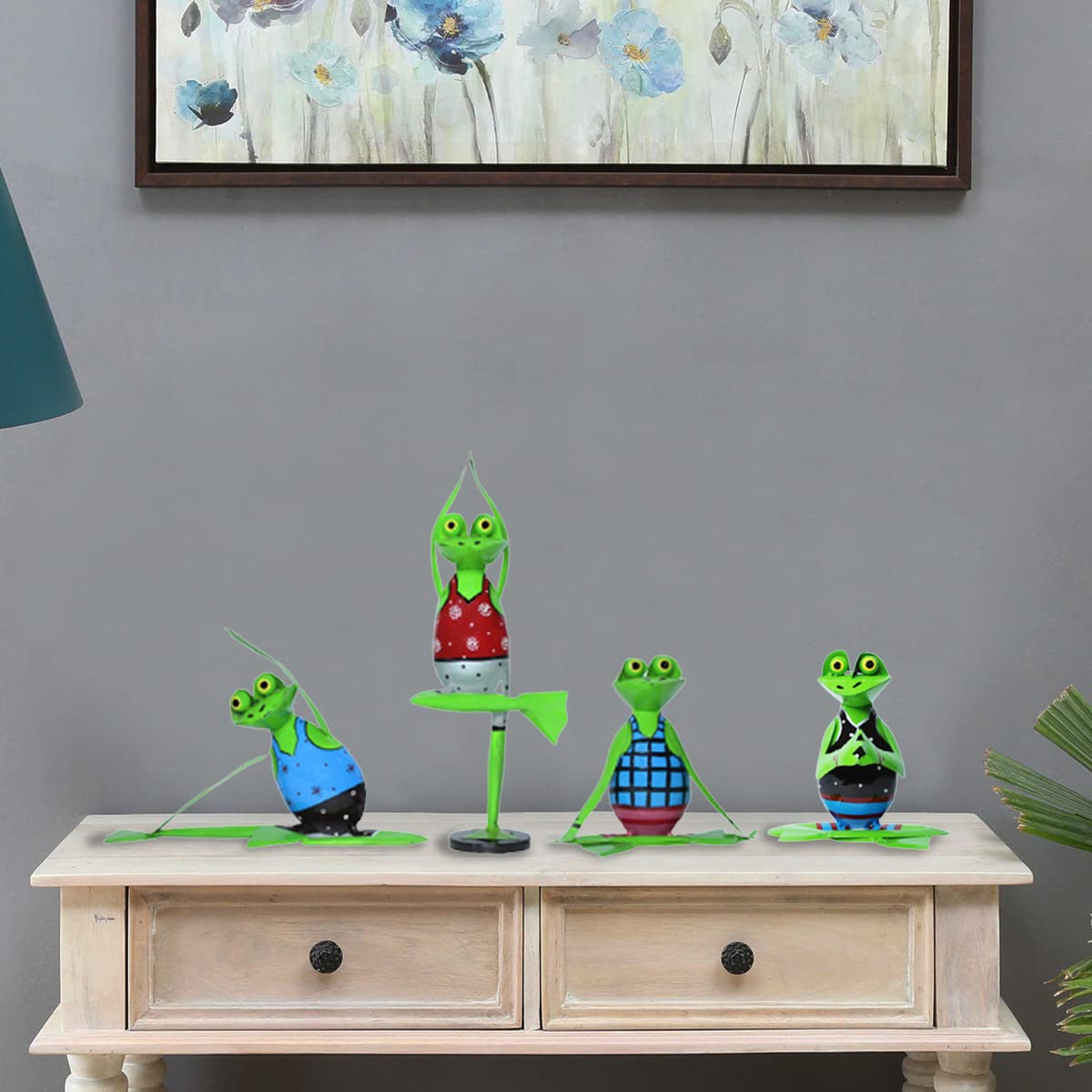 Our Green Window (Set of 4) Metal Yoga Frogs for Home and Garden Decoration