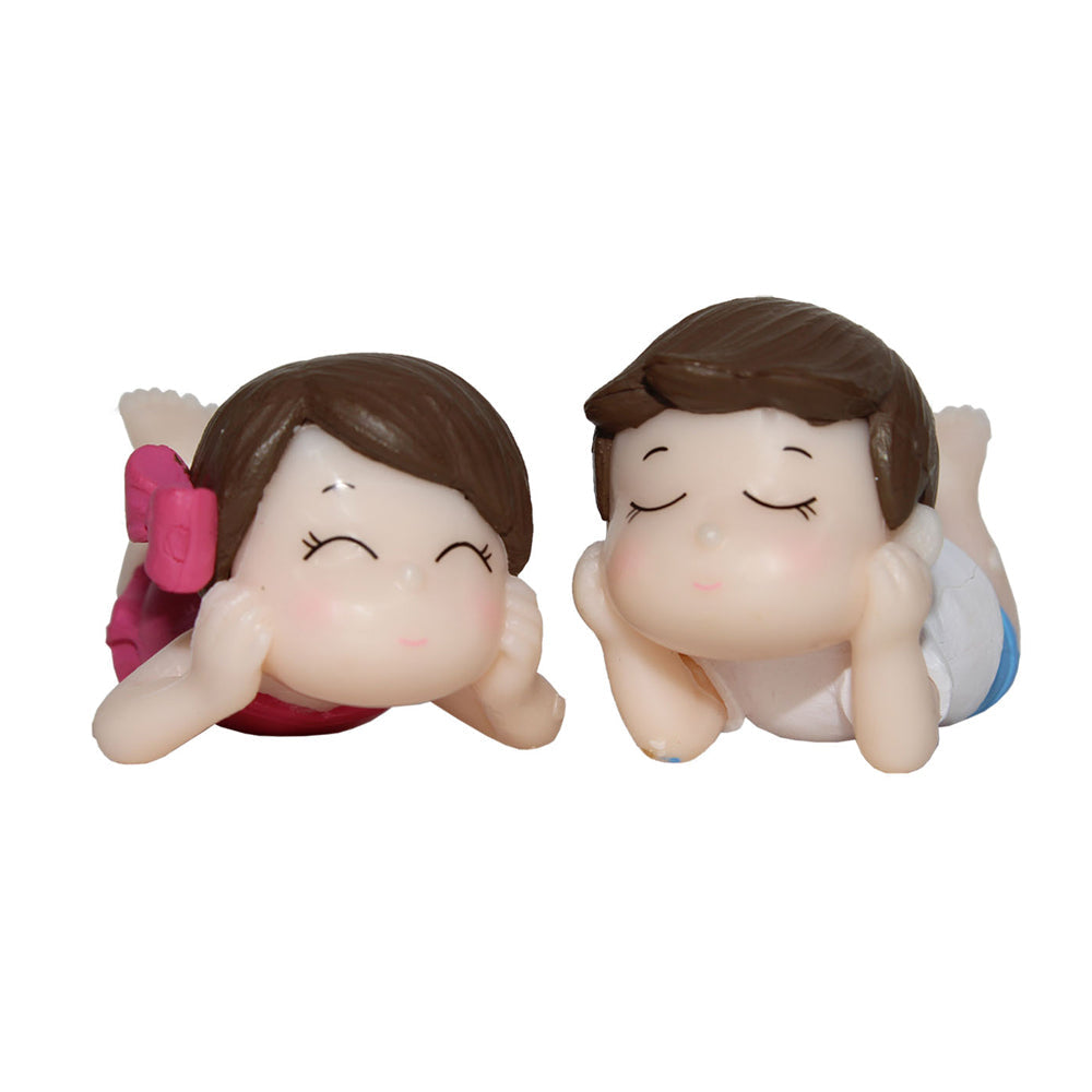 Miniature Toys : Lying Boy and Girl for Fairy Garden Accessories