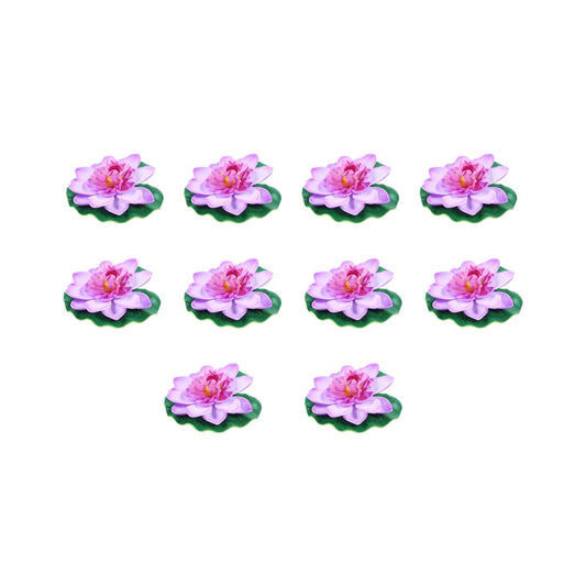 Set of 10 Purple floating in water artificial Lotus