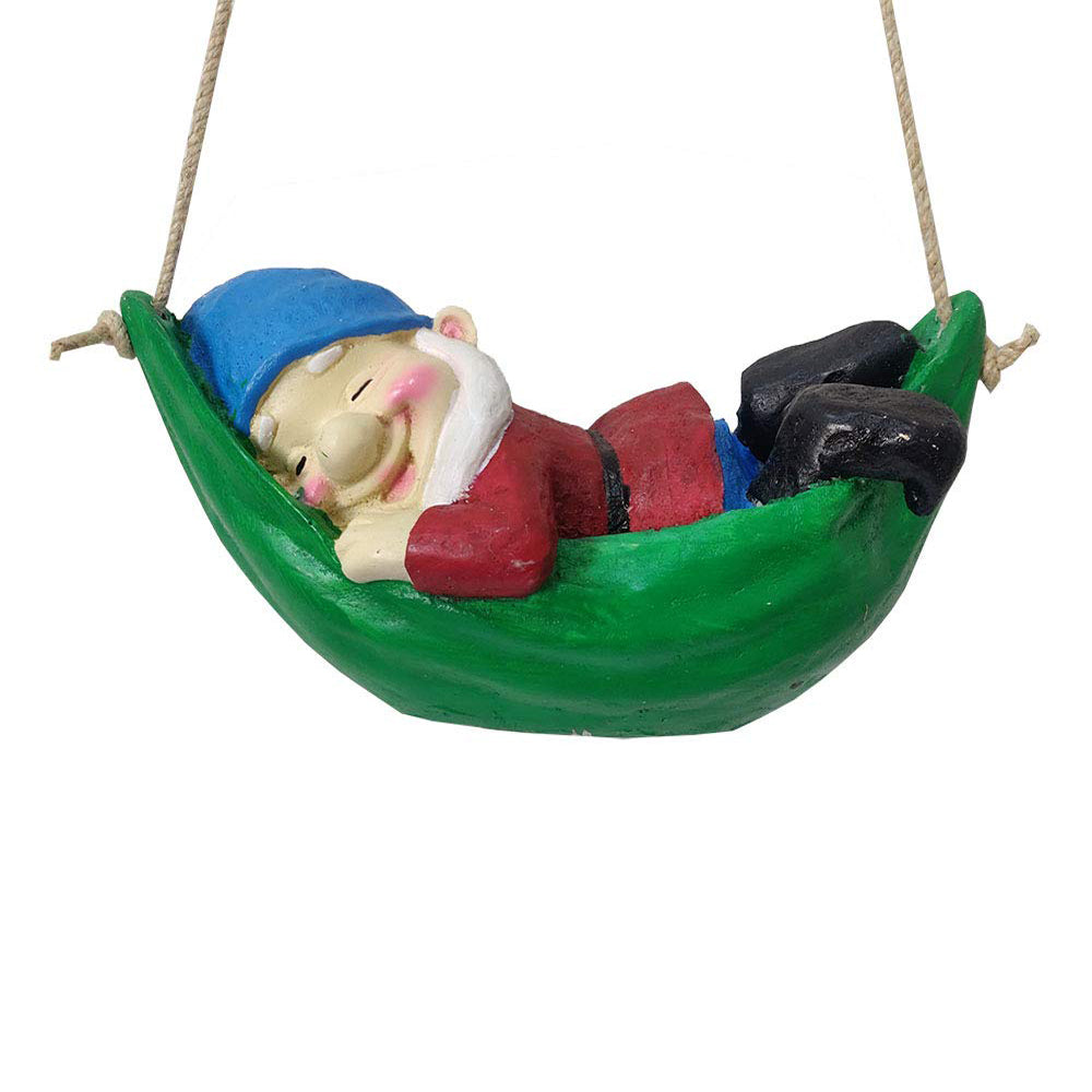 Gnome on Hammock for Balcony and Garden Decoration